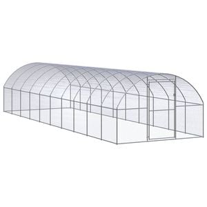 vidaXL Outdoor Chicken Coop Hen House Pet Cage Chicken Run Galvanised Steel 3x10x2 m