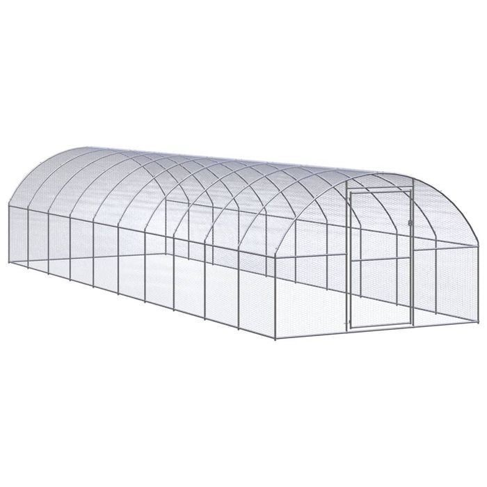 vidaXL Outdoor Chicken Coop Hen House Pet Cage Chicken Run Galvanised Steel 3x10x2 m
