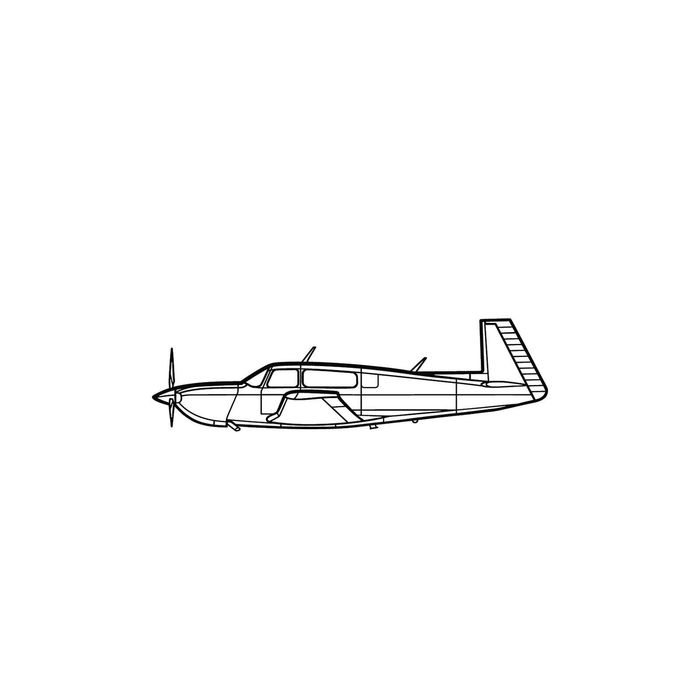 Ignite Laser Mooney M20M Bravo High-Performance Aircraft Silhouette Metal Wall Art Coated Black 23.6 inch - 60 cm