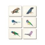 Cinnamon Cork Backed Coasters Set of 6 - Away with the Birds