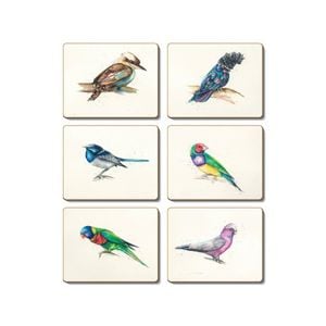 Cinnamon Cork Backed Coasters Set of 6 - Away with the Birds