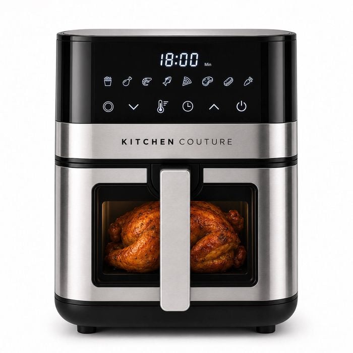 Kitchen Couture 5.5l Pfas-free Ceramic Air Fryer, Clearview™ Window, 1600w Stainless