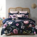 Bianca Zinnia Navy Cotton Sateen Quilt Cover Set Double