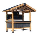 Backyard Discovery Palisade 2.7 m x 1.8 m Cedar Wood Outdoor Bar with Galvanized Steel Roof, Bar Tops, and PowerPort