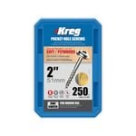 Kreg 51mm Zinc Coarse Thread MaxiLoc Head Pocket-Hole Screws - 250 Pack