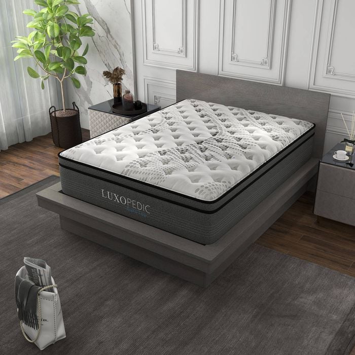 Royal Comfort Luxopedic Euro Top 5 Zone Pocket Spring Memory Foam Mattress White, Grey King Single