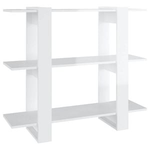 vidaXL Book Cabinet/Room Divider High Gloss White Bookcase Storage Organiser