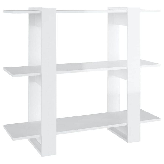 vidaXL Book Cabinet/Room Divider High Gloss White Bookcase Storage Organiser