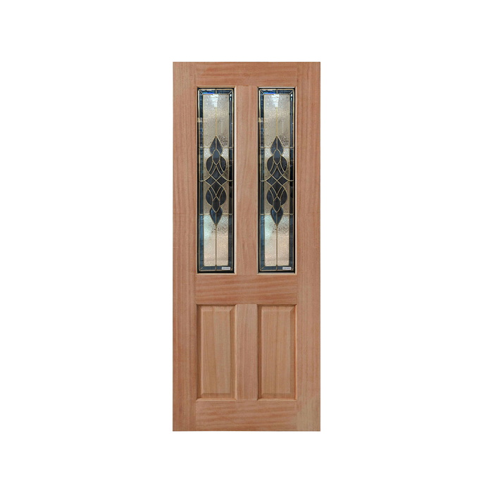 Woodcraft 2040 x 820 x 40mm Entrance Door Cass TG9BB Blue bevelled Gold leadlite