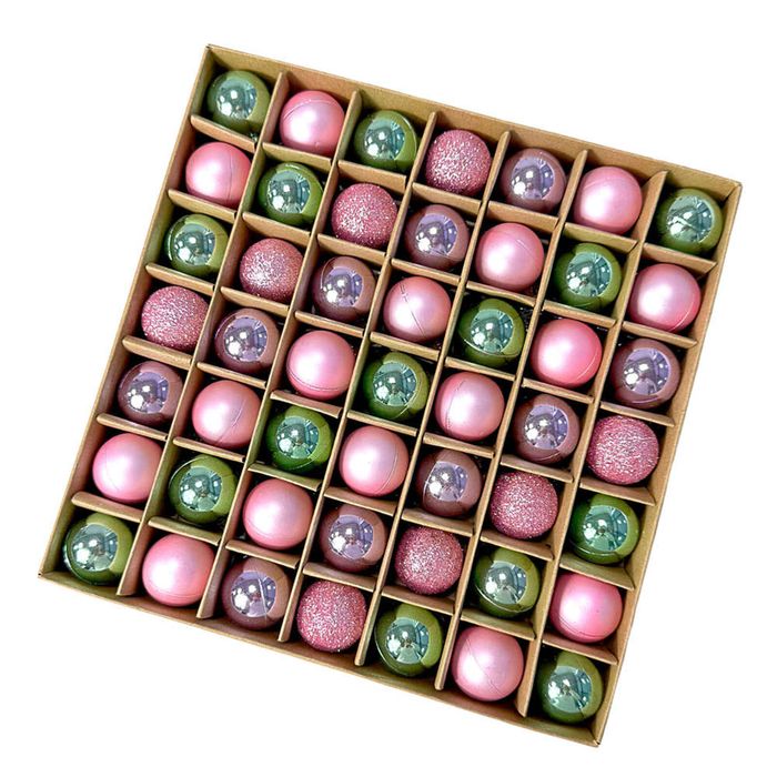 Catzon 49 Pcs Mini Christmas Balls 3CM Shiny & Matte Shatterproof Bauble for Party Decor-Set2