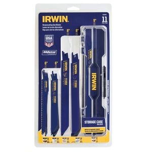 IRWIN 11 Piece Multi-Purpose Bi-Metal Reciprocating Saw Blades Kit With Case