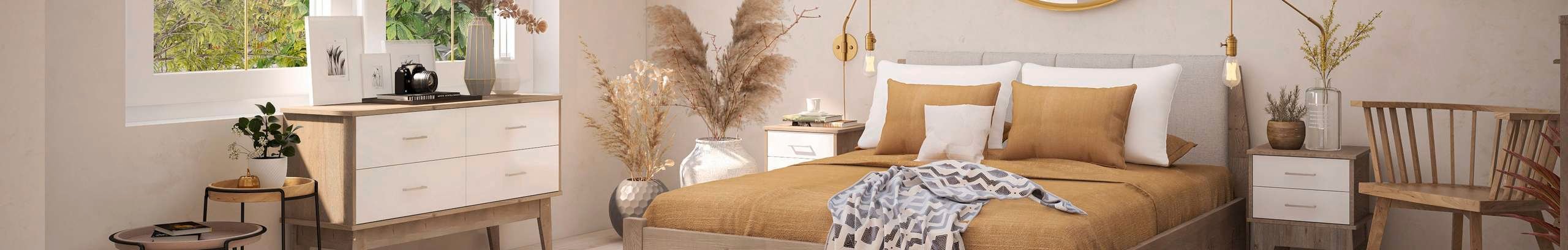 Boho styled bedroom.