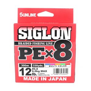 Sunline Siglon PE x8 Braid Fishing Line 300m Multi Colour 12lb