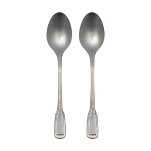 2pc Ecology Anais Vintage Serving Spoon Cutlery Set Brushed Matte Silver