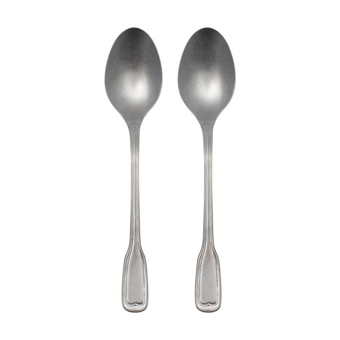2pc Ecology Anais Vintage Serving Spoon Cutlery Set Brushed Matte Silver