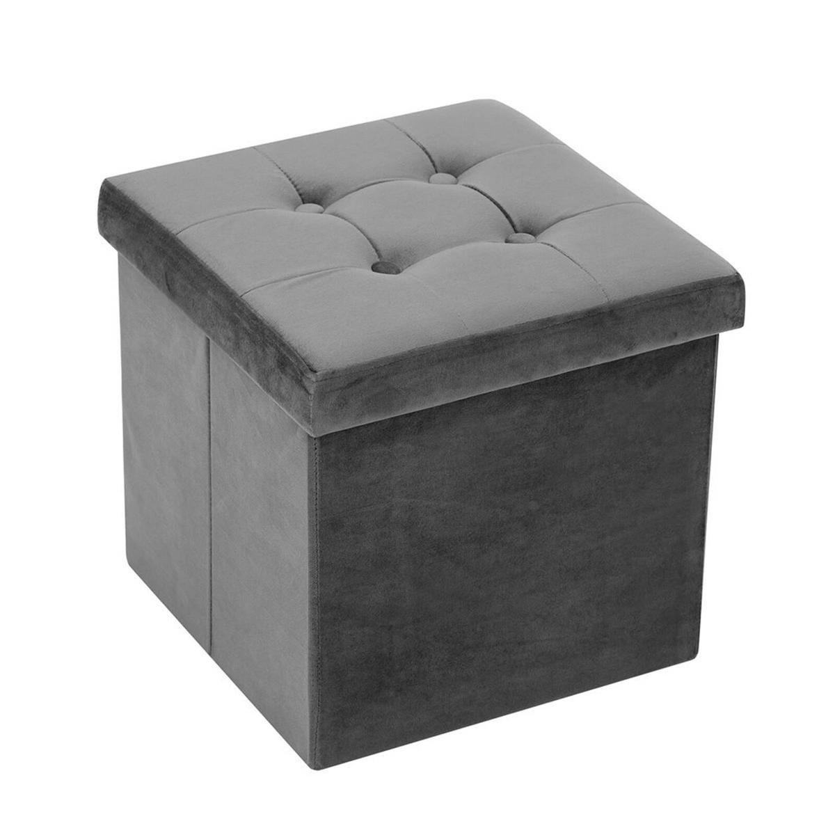 Boxsweden 38x36cm Ottoman Storage Cube Faux Velvet Grey Bunnings Australia
