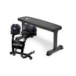 2x Powertrain 24kg Blue Adjustable Dumbbells w/ Stand and 10437 Bench
