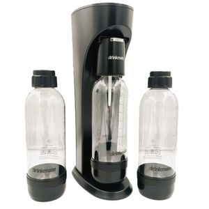 OmniFizz 1L Bundle - Drinkmate Sparkling Water & Soda Maker with 2 extra PET 1L Bottles (CO2 Cylinder not Included) Black