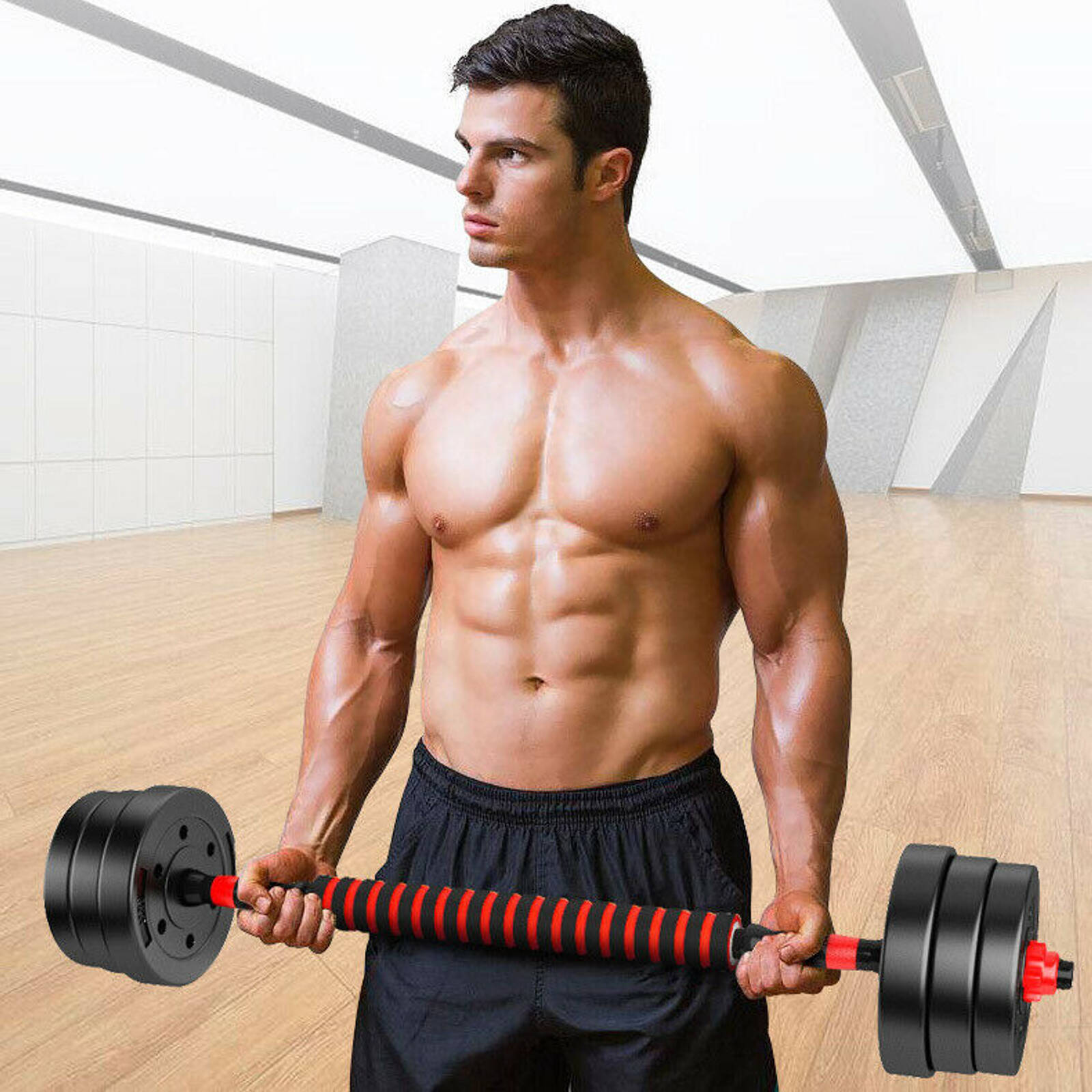 20kg Adjustable Dumbbell Set Barbell Home GYM Exercise Weights Fitness Workout Bunnings Australia