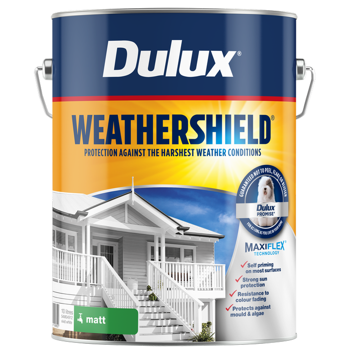 Dulux 10L Vivid White Matt Weathershield Exterior Paint