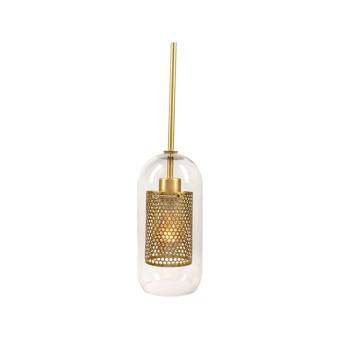 Brilliant Cian 13cm DIY Brass Mesh and Glass Pendant Light