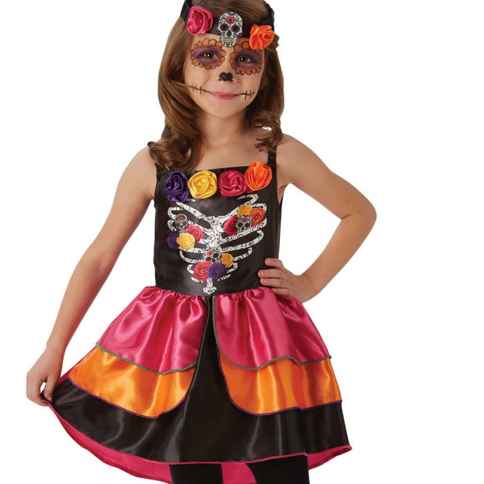 Rubie's Sugar Skull Day Of The Dead Costume Child Halloween Dress Multi Colour