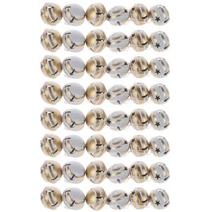 8x 6pc Urban Metal Striped Bells Hanging Christmas Decoration 5cm Gold