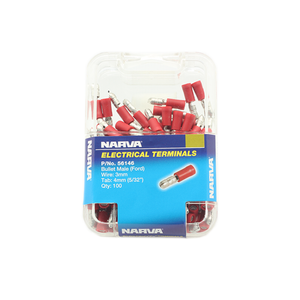 Narva 2.5-3mm / 4mm Red Double Crimped Male Bullet Terminal - 100 Pack