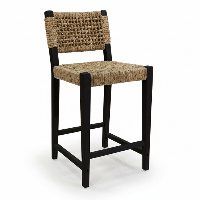 Genex Designs Oliver Coastal Counter Chair w/Back Black