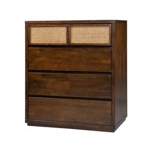 Sharon Tallboy 5 Chest of Drawers Solid Rubber Wood Bed Storage Cabinet