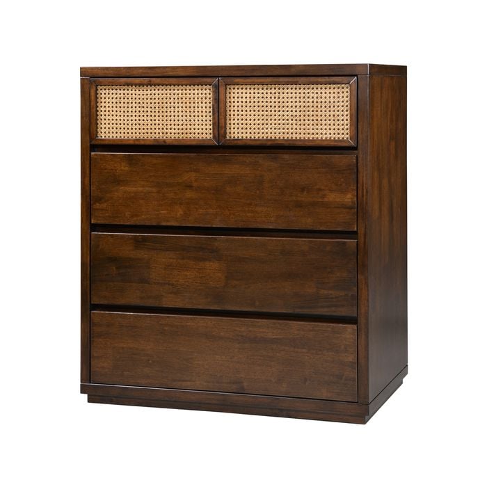Sharon Tallboy 5 Chest of Drawers Solid Rubber Wood Bed Storage Cabinet