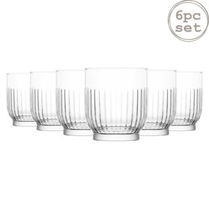 LAV 6 Piece Tokyo Art Deco Whiskey Glasses Set - Vintage Old Fashioned Rocks Tumblers - 330ml