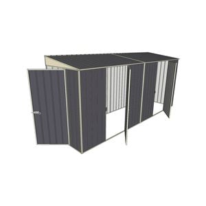Build-A-Shed 1.2 x 4.5 x 2.0m Tunnel Shed Tunnel Hinged Door with 2 Hinged Side Doors - Grey