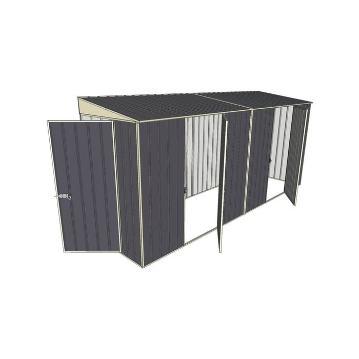 Build-A-Shed 1.2 x 4.5 x 2.0m Tunnel Shed Tunnel Hinged Door with 2 Hinged Side Doors - Grey