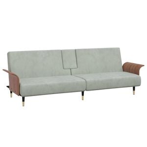 vidaXL Sofa Bed with Cup Holders Light Grey Velvet day bed sofa couch bed