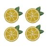 4pc Porto Limone Set Beaded Coasters Glass Lemon Design Multicolour