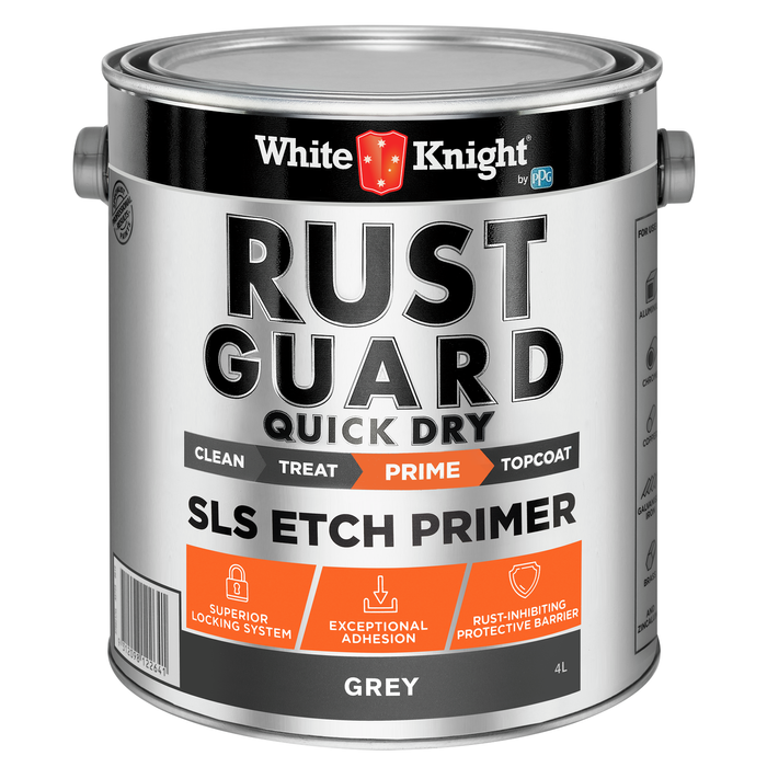 White Knight 4L Grey Rust Guard Quick Dry SLS Etch Primer Paint