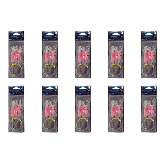 10x Wilson Rigged to Jig Rig 3 Hook Squid Style Jig Fully UV Active - Colour #1