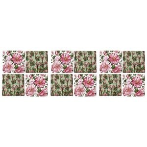 3x 4pc LVD Ceramic Coasters Pretty Floral Home/Kitchen Decor 9.5cm Square