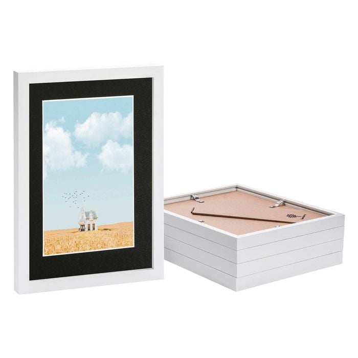 Nicola Spring Photo Frames with A5 Mount - A4 (8" x 12") - White - Pack of 5