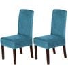 Smarcute Stretch Velvet Dining Chair Covers Set Of 2 Furniture Protector Peacock Blue