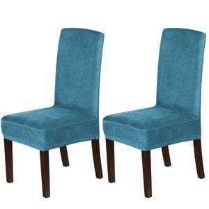Smarcute Stretch Velvet Dining Chair Covers Set Of 2 Furniture Protector Peacock Blue