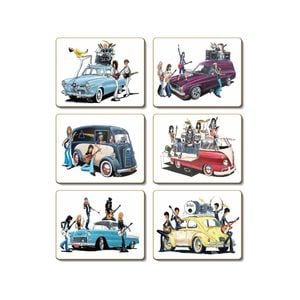 Cinnamon Cork Backed Coasters Set of 6 - Classic Rock