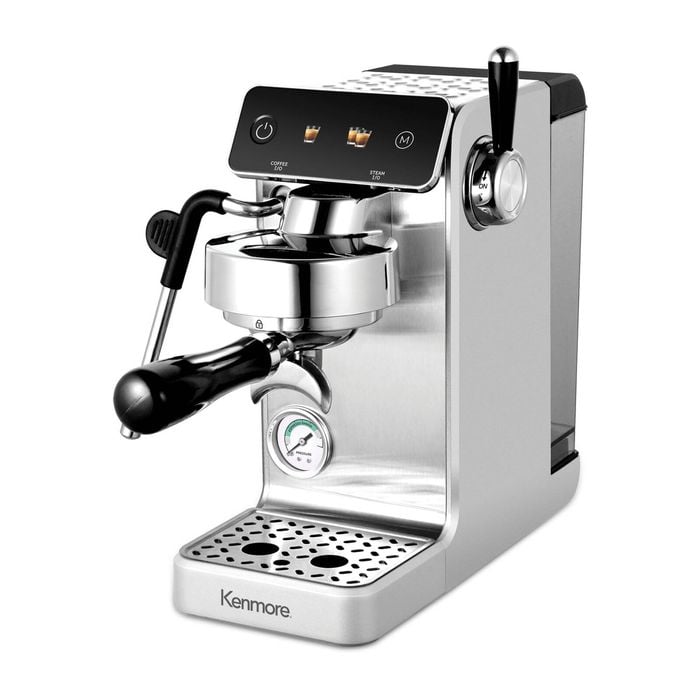Kenmore Dualis Espresso Machine, Dual Thermoblock Brew & Steam, Ulka Pump, Pid Temp Control, 58mm Pf, 1.2l Tank, Stainless Look