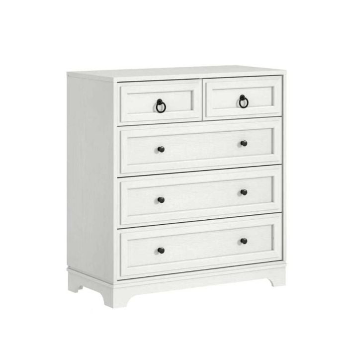 Cosmoliving 5-drawer Tallboy - White Chest Of Drawers Coastal Bedroom Storage Cabinet