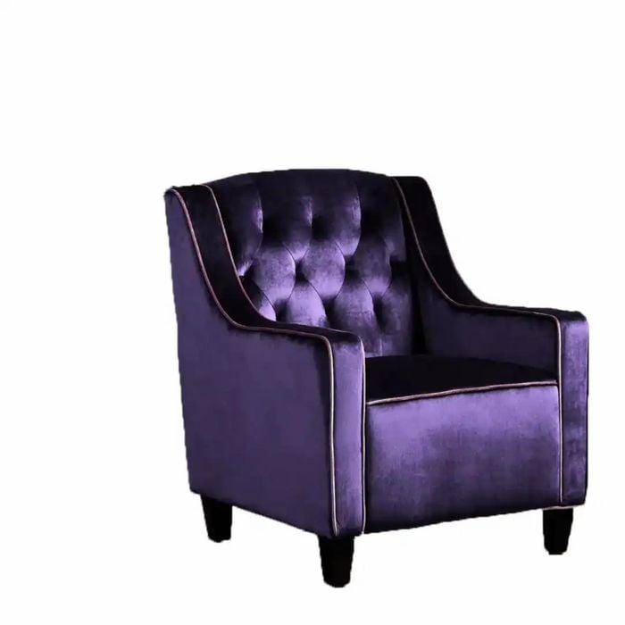 Milan Two Tone Tufted Plum New Velvet Club Chair