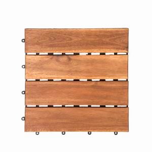 Syneco 30 x 30 x 2.2cm Natural Acacia 4 Slat Decking Tiles - 9 Pack