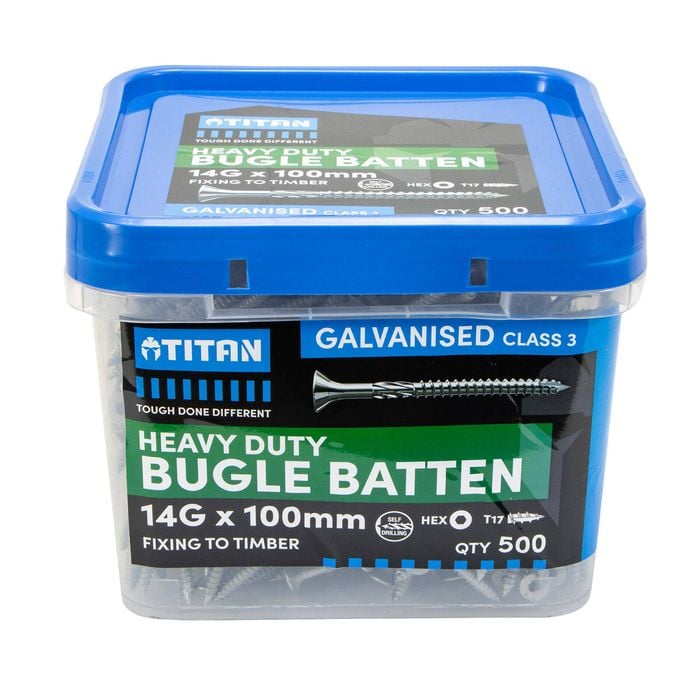 Titan 14G x 100mm CL3 Gal Bugle Batten Screw - 500 Pack