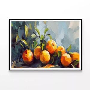 Oranges Oil Paint Drawing  Print 100% Australian Made 120x90cm  (Poster)
