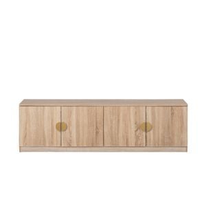 European Cabinetry Slim Half Moon Brass Bucharest TV Unit Natural Oak